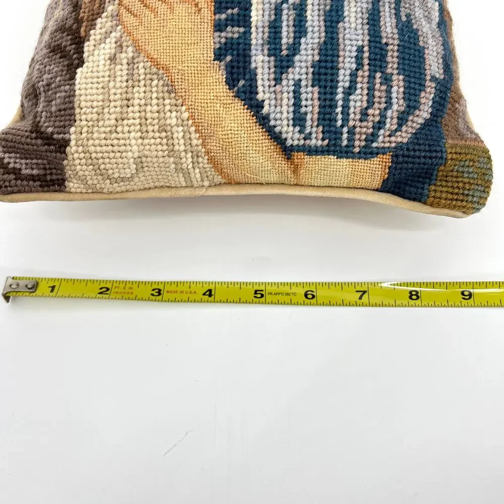 Wool Needlepoint Mother Child Pillow Lillian Vernon VelvetHandmadeBeautiful VTG